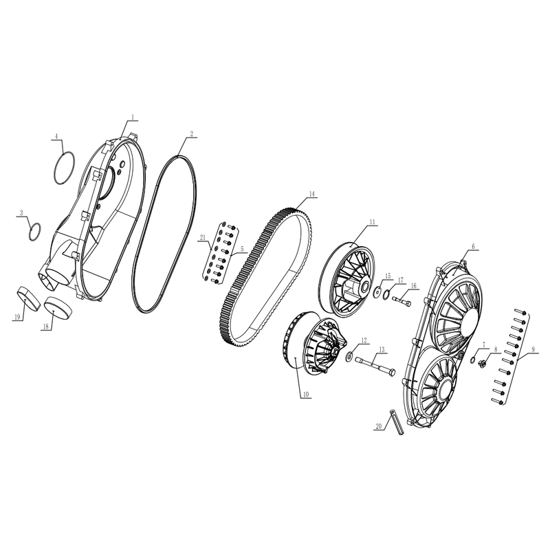CVT Clutch, Belt, and Cover