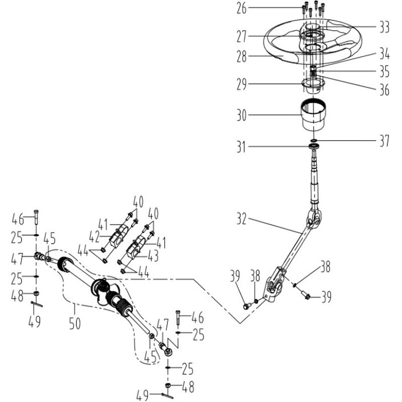 Steering Assembly, Steering Wheel and Linkage
